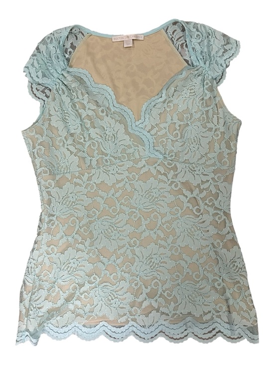 Boston Proper Tops - Boston Proper Minty Green Lace Overlay Cap Sleeve V-neck Top size L
